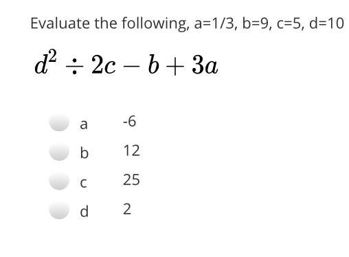 A. -6 B. 12 C. 25 D. 2 Please help.-example-1