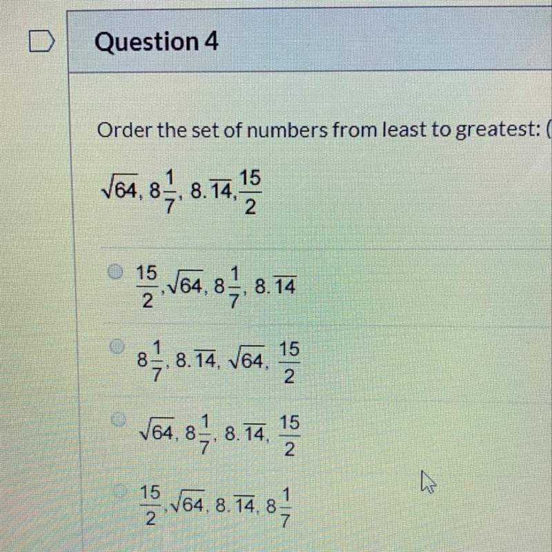 Order the set numbers from least to greatest-example-1