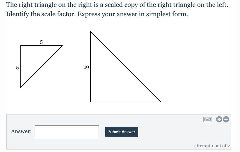 The right triangle on the right is a scaled copy of the right triangle on the left-example-1