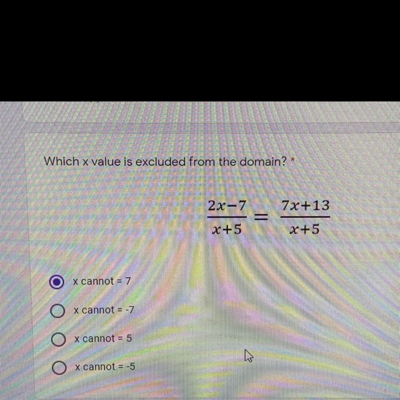 Which x value is excluded from domain?-example-1