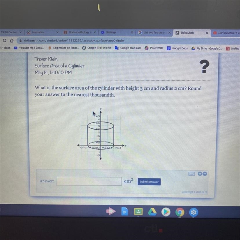 Surface area of a cylinder radius is 2 and height is 3-example-1