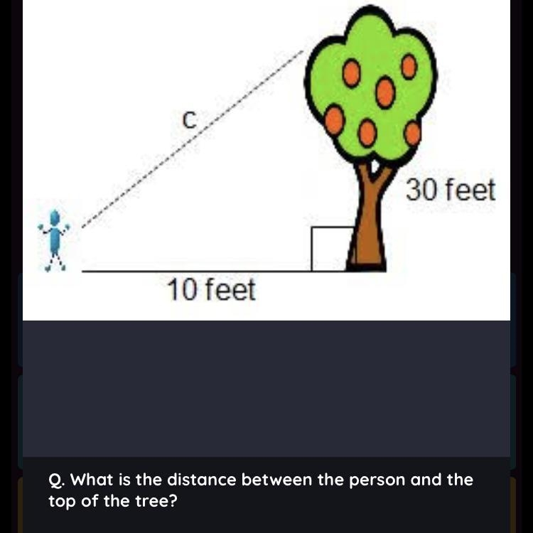 I NEED THE ANSWER QUICK (find the distance between the man and the top of the tree-example-1