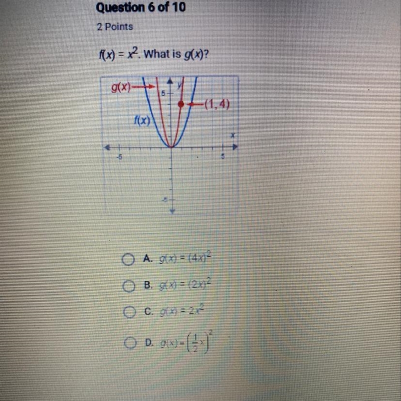 F(x) = x^2 What is g(x)?-example-1