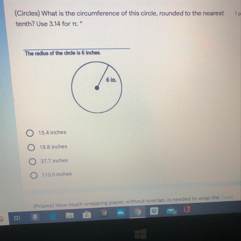 (Circles) What is the circumference of this circle, rounded to the nearest tenth? Use-example-1