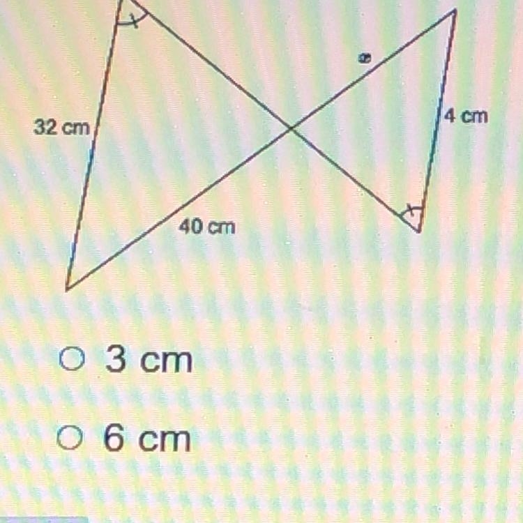 What is value of x? 3cm 6cm 5cm 8cm-example-1