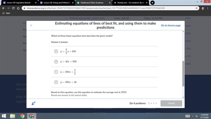 HELP!! Which of these linear equations best describes the given model?-example-1