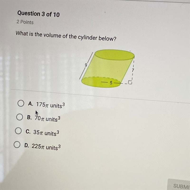 What is the volume of the cylinder below?-example-1