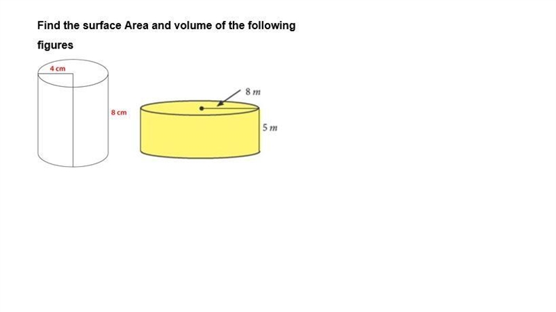 Find the surface area and volume of the following figures.-example-1