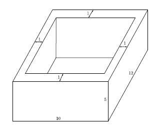 Isabella uses one-foot cubical blocks to build a rectangular fort that is 12 feet-example-1