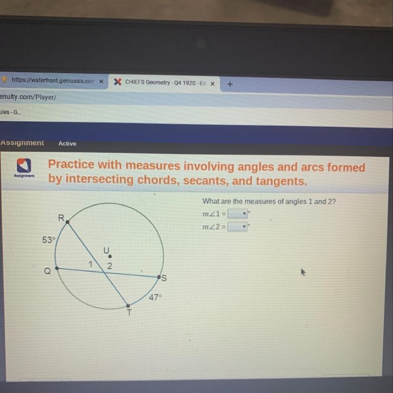 100 points and will mark Brianilist! What are the measures of angles 1 and 2?-example-1