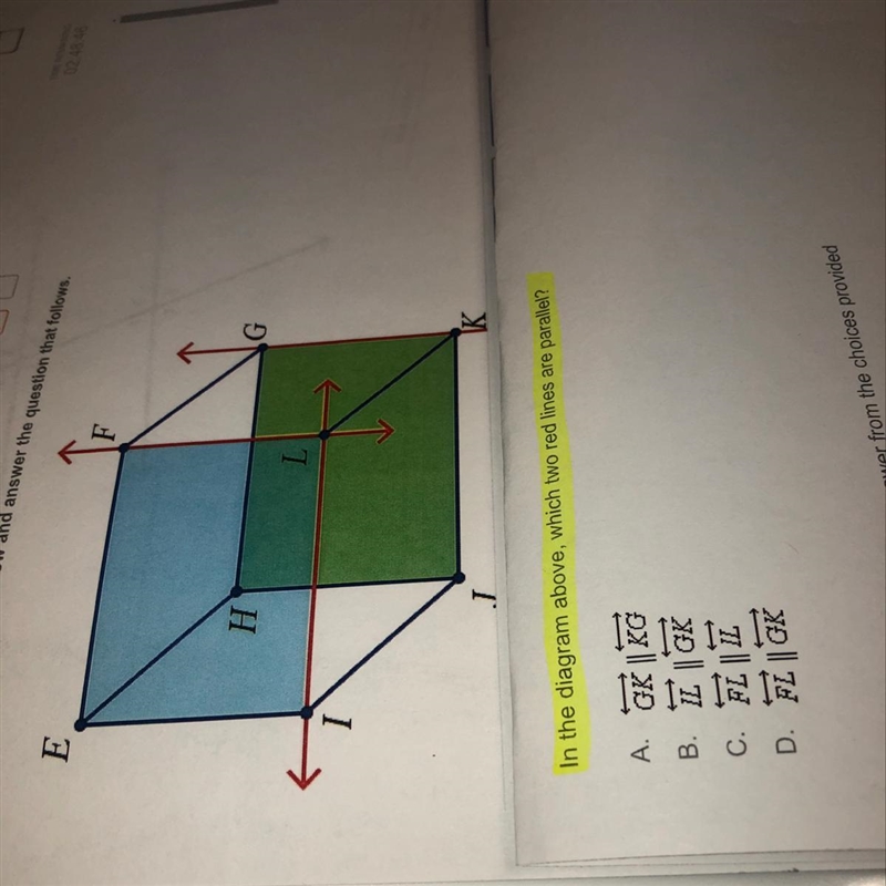 In the diagram above which two red lines are parallel.!?-example-1