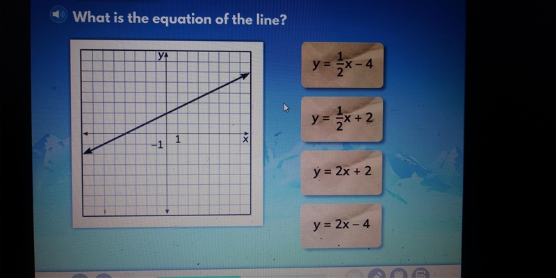 What is the equation of the line? . Image below.-example-1