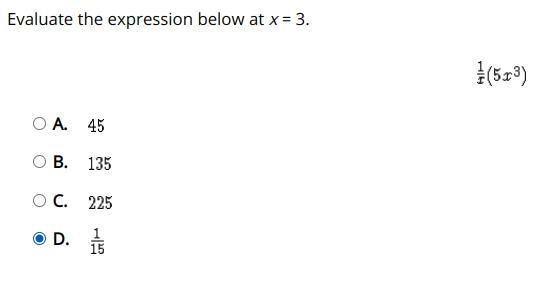 Evaluate the expression below at x = 3. A. B. C. D.-example-1