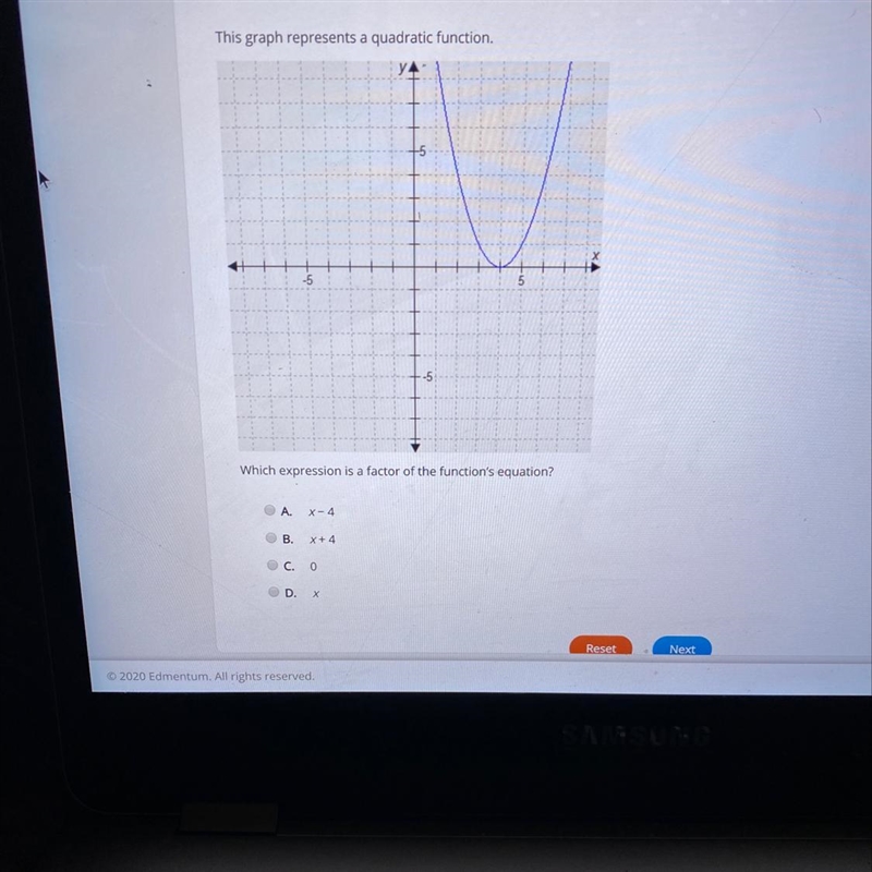 This graph represents a quadratic function. 15 Which expression is a factor of the-example-1