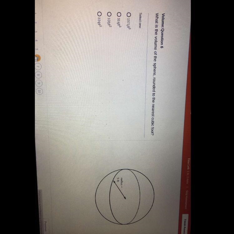 What is the volume of the sphere, rounded to the nearest cubic foot?-example-1