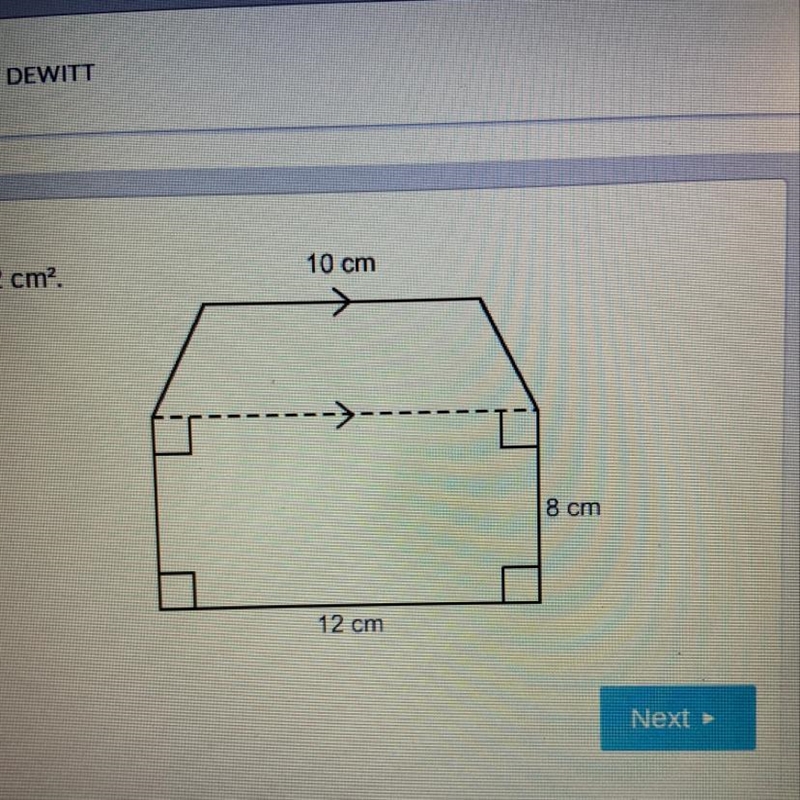 Composite shape has an area of 162 cm squared. what is the height of the trapezoid-example-1