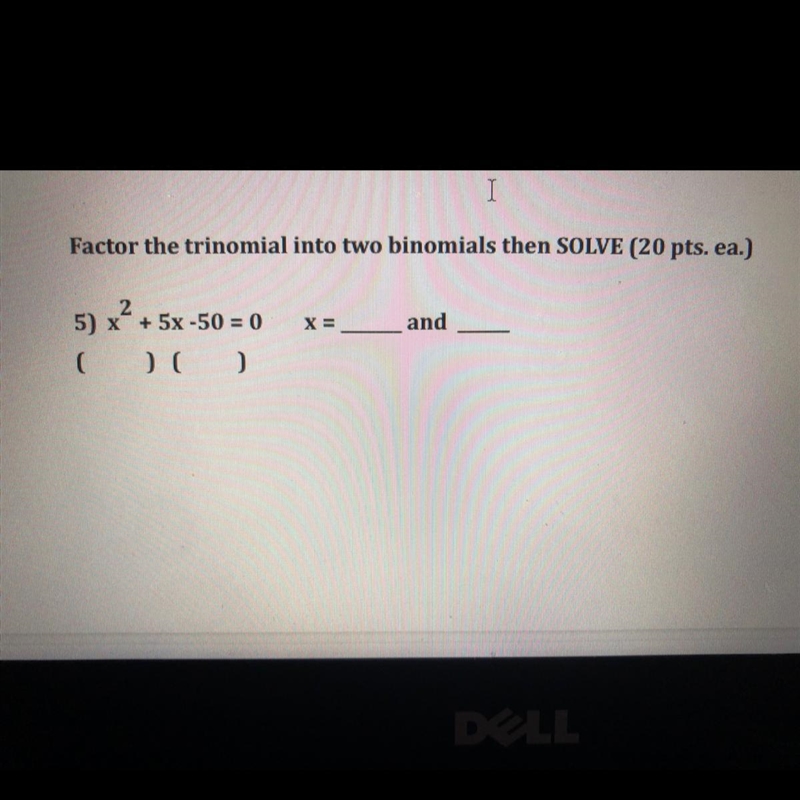 Factor the trinomial into binomials then solve?-example-1