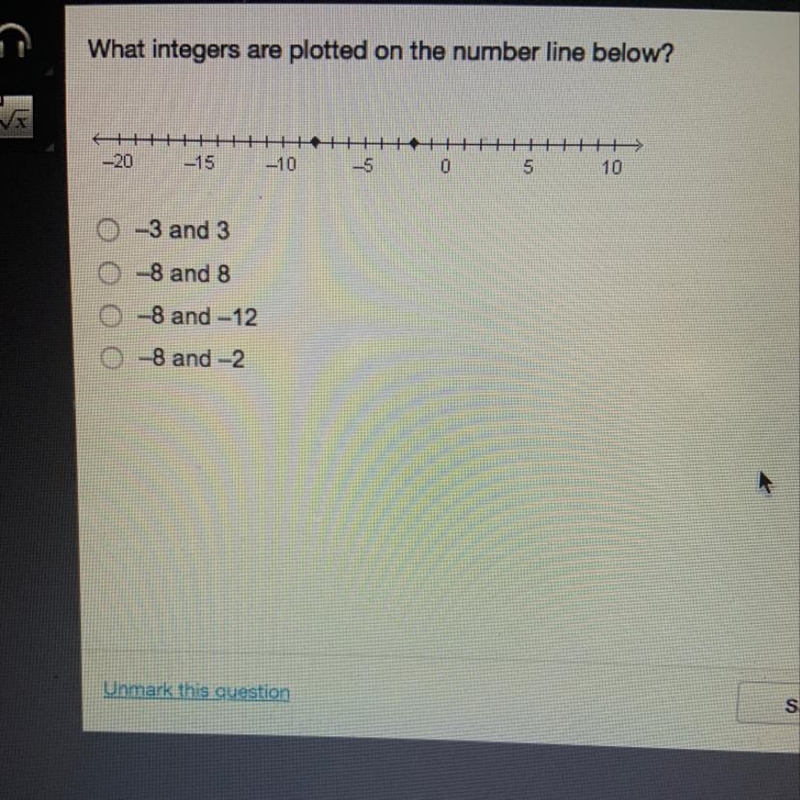 What integers are plotted on the number line below?-example-1