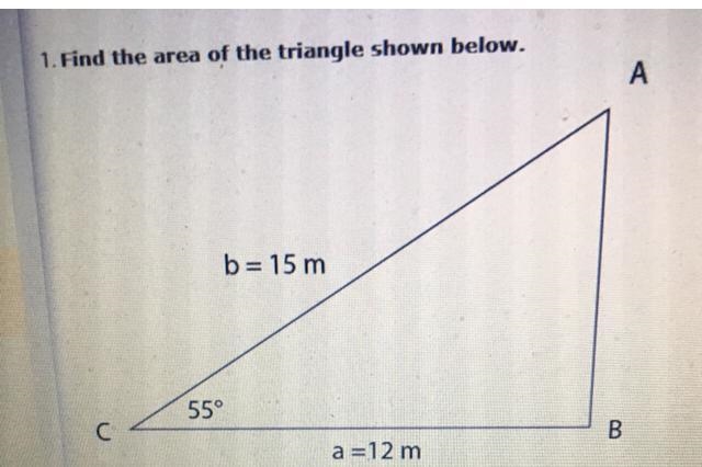 Find the area of the triangle below.-example-1