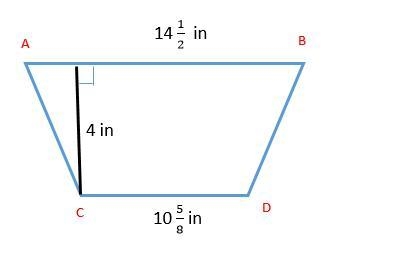 Find the area of trapezoid ABCD. A) 453 8 in2 B) 501 4 in2 C) 621 8 in2 D) 1001 2 in-example-1