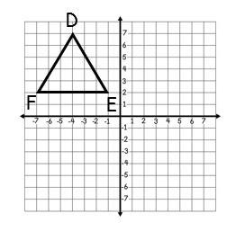 Triangle DEF will be rotated 180° clockwise. Where will D’ be located? a. (4, -7) b-example-1