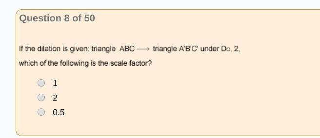 If the dilation is given: triangle ABC->Triangle ¨A¨B¨C under do.2 which of the-example-1