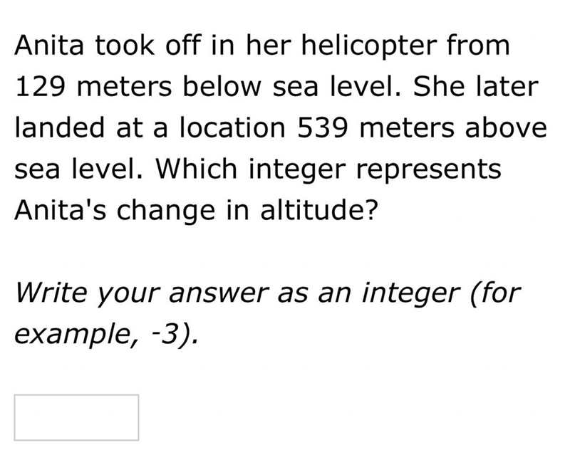 Anita took off in her helicopter from 129 meters below sea level.She later landed-example-1