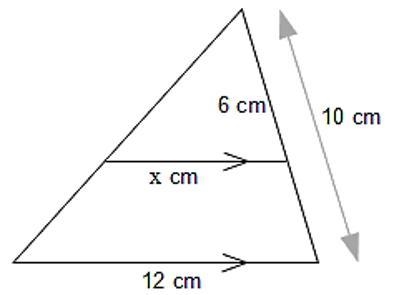 Solve for x. 6.5 cm 8 cm 7.5 cm 7.2 cm-example-1