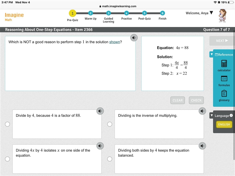 [PICTURE ATTACHED] HELPP! Which is NOT a good reason to perform step 1 in the solution-example-1