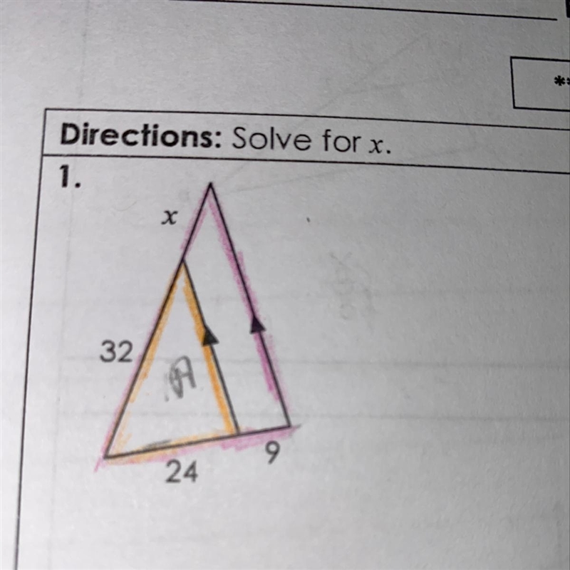 Solve for x a:b , cross multiplying, thank you!-example-1