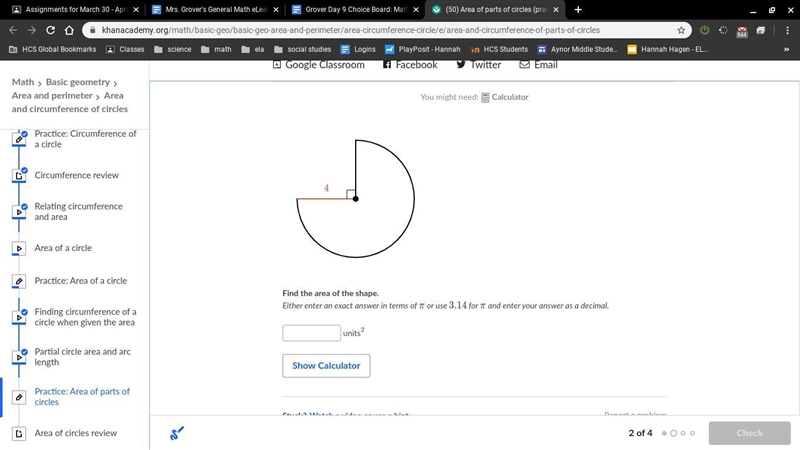 Find the area of the shape. Either enter an exact answer in terms of \piπpi or use-example-1