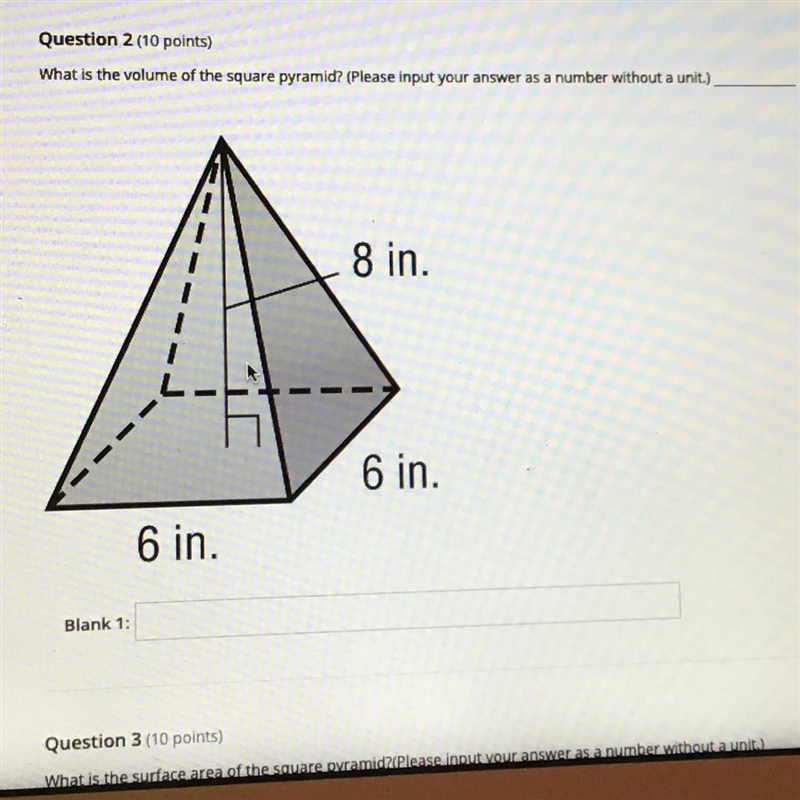 What is the volume of the square pyramid?(please and put your answer as a number without-example-1