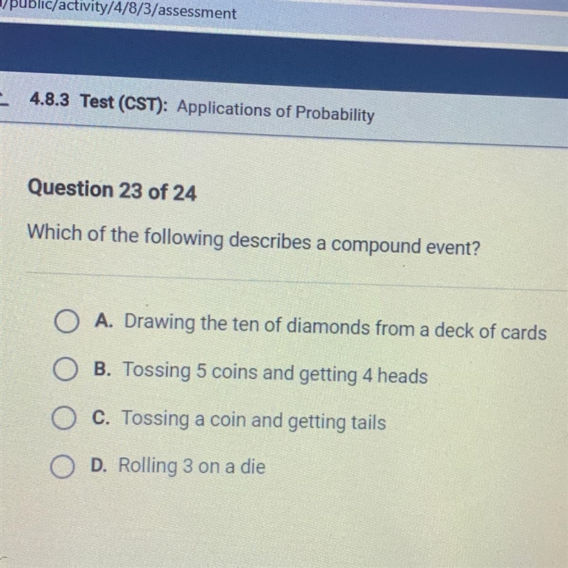 Which of the following describes a compound event?-example-1