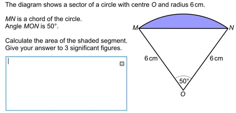 URGENT ANSWER calculate the area of the shaded segment-example-1