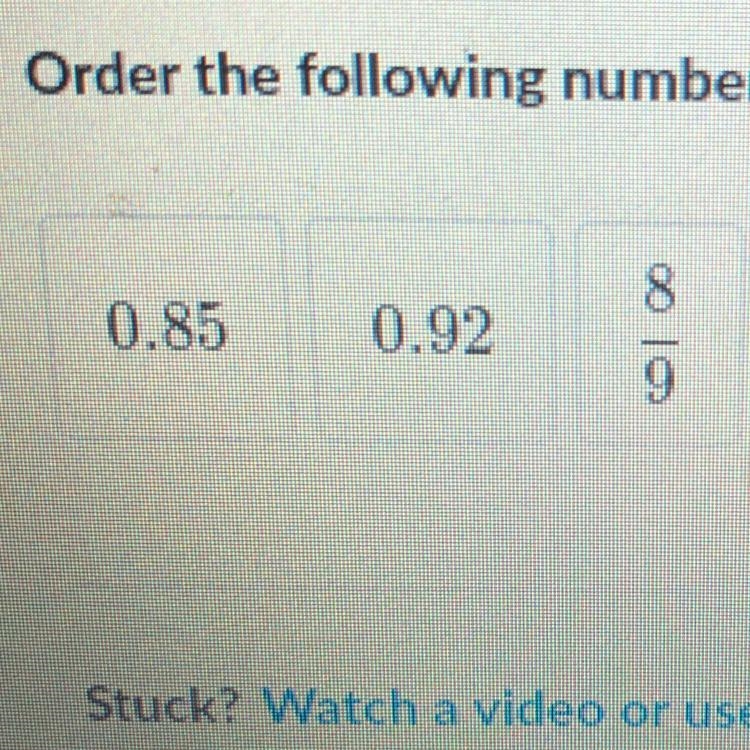 Order the following numbers from least to greatest.-example-1