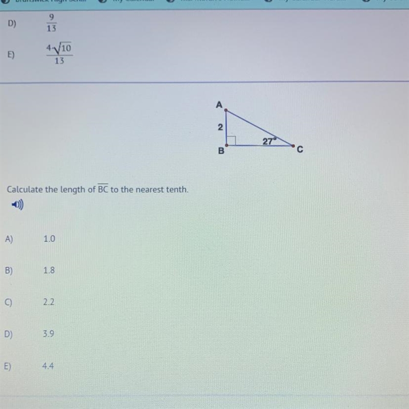 Calculate the length of BC to the nearest tenth.-example-1