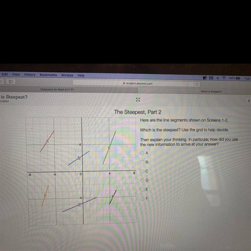 Which is the steepest? Explanation that includes the graph. (The graph is on the picture-example-1