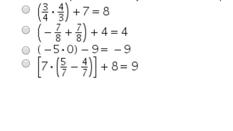 Select the equation in which you use the inverse property of multiplication to find-example-1