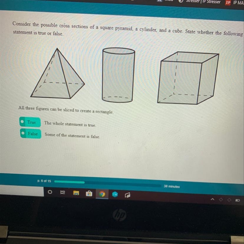 Consider the possible cross sections of a square pyramid, a cylinder, and a cube. State-example-1