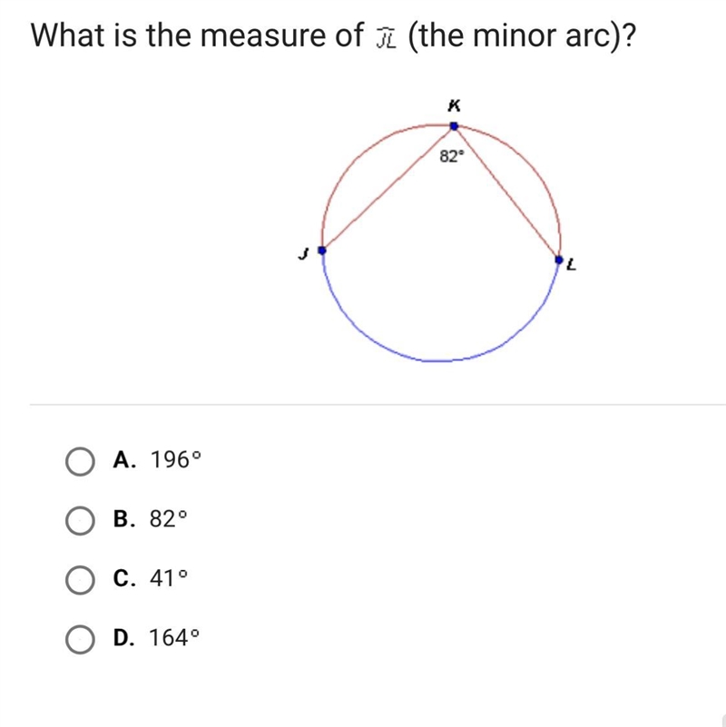 What is the measure of JL (the minor arc)?-example-1