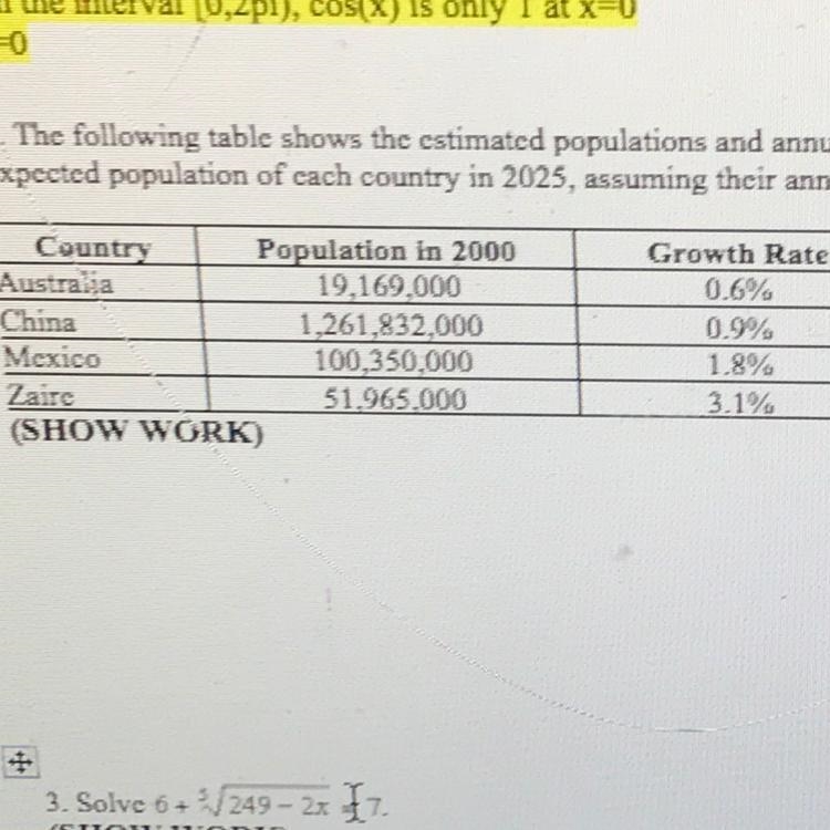 The following table shows the estimated populations and annual growth rates for four-example-1