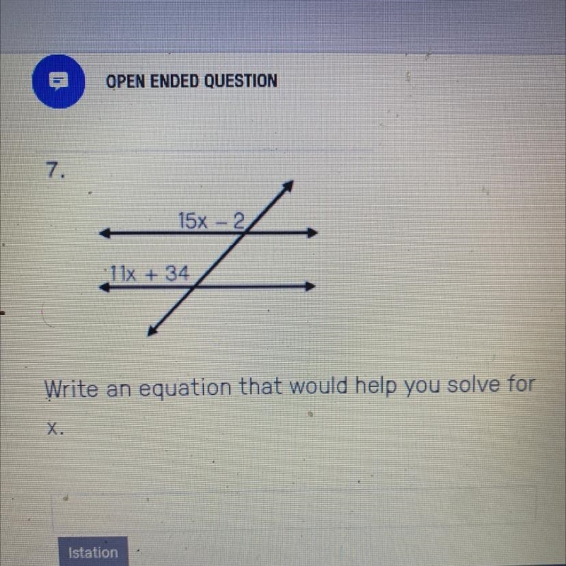 Write an equation that would help you solve for x Doing some points giveways-example-1