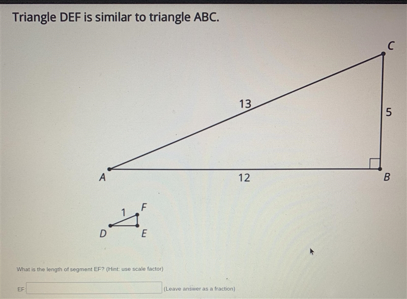 Triangle DEF is similar to triangle ABC. What is the length of segment EF? (HINT use-example-1