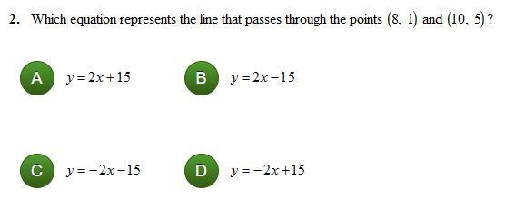 Which equation represents the line that passes through the point (8,1) and (10,5)?-example-1