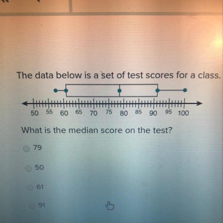 What is the median score on the test?-example-1