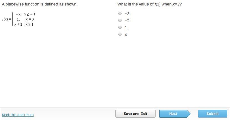 What is the value of f(x) when x=3?-example-1