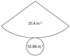 Find the surface area of the cone represented by the net below. 31.4 in.2 43.96 in-example-1