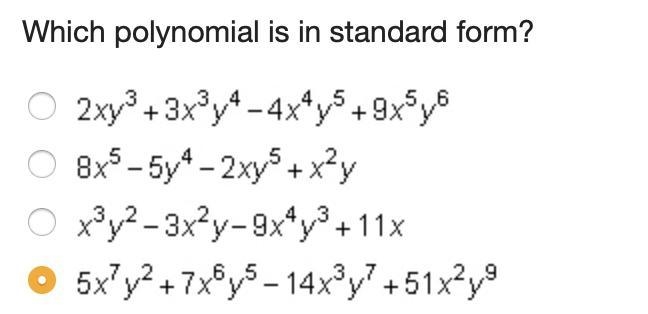 Which polynomial is in standard form?-example-1