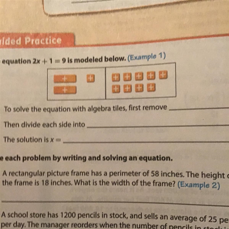 To solve the equation with algebra tiles, first remove...-example-1