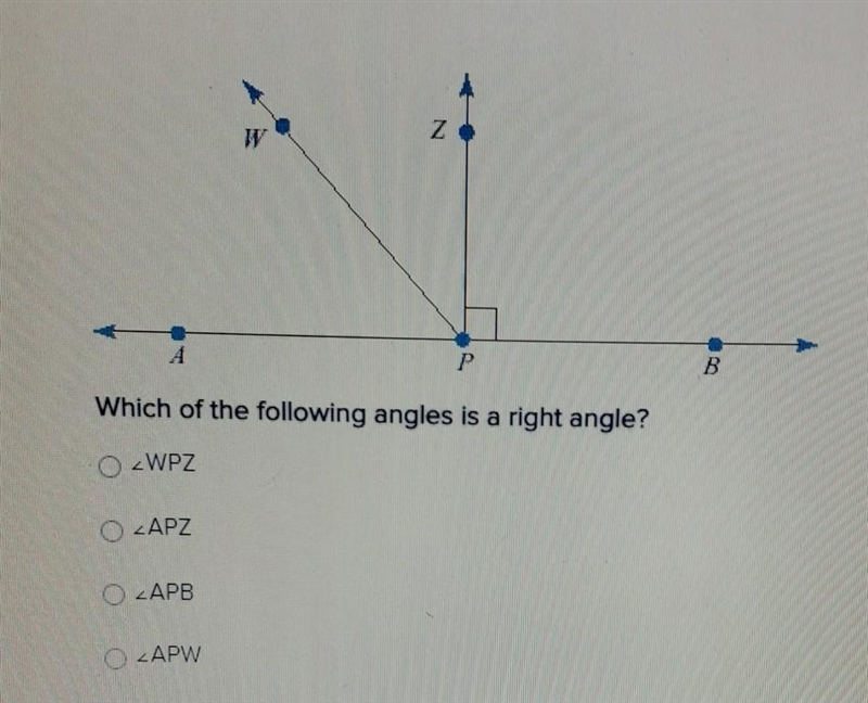 Which of the following angles is a right angle?​-example-1